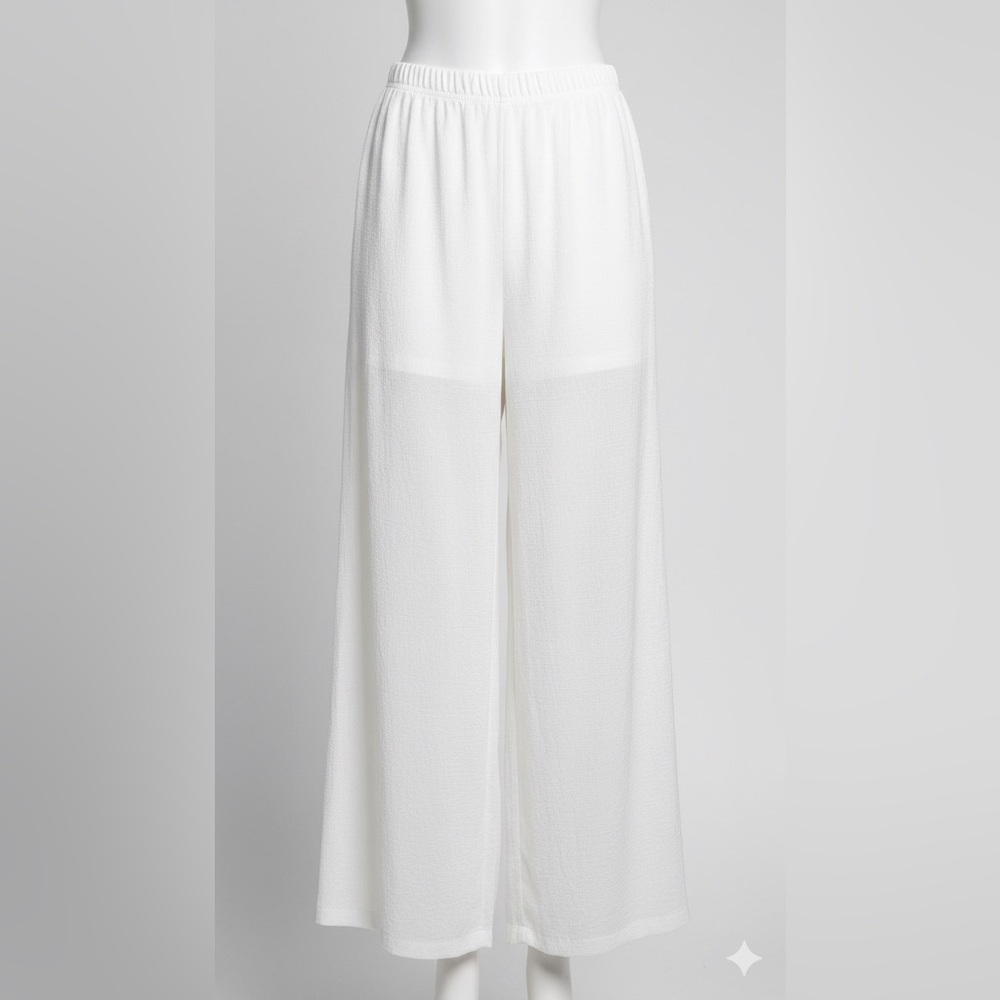 YaYa & Co. White Textured High Waist Wide Leg Palazzo Pants Women’s Large